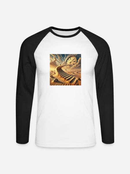 Die Treppe ins Nichts - Unisex Baseballshirt langarm - Weiß/Schwarz