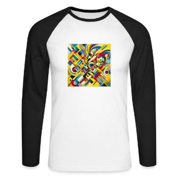 Abstrakte Kunst - Unisex Baseballshirt langarm - Weiß/Schwarz - Vorne - Nik (191cm)