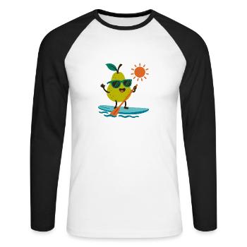 Sporty pear - Unisex Long Sleeve Baseball T-Shirt - white/black - Front - Nik (191cm)
