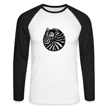 Chat Chat mignon - T-shirt baseball manches longues Homme - blanc/noir - Devant - Nik (191cm)