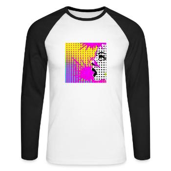 Pop art - Unisex Baseballshirt langarm - Weiß/Schwarz - Vorne - Nik (191cm)