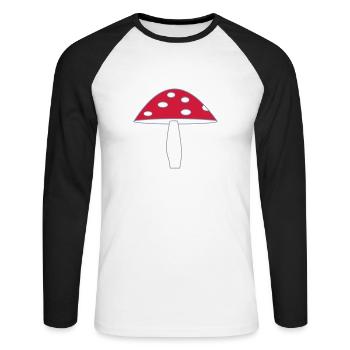 Pilz, Fliegenpilz - T-shirt baseball manches longues Homme - blanc/noir - Devant - Nik (191cm)