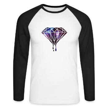 Diamond - Diamant - Galaxie - Hipster - Universum - Unisex Baseballshirt langarm - Weiß/Schwarz - Vorne - Nik (191cm)