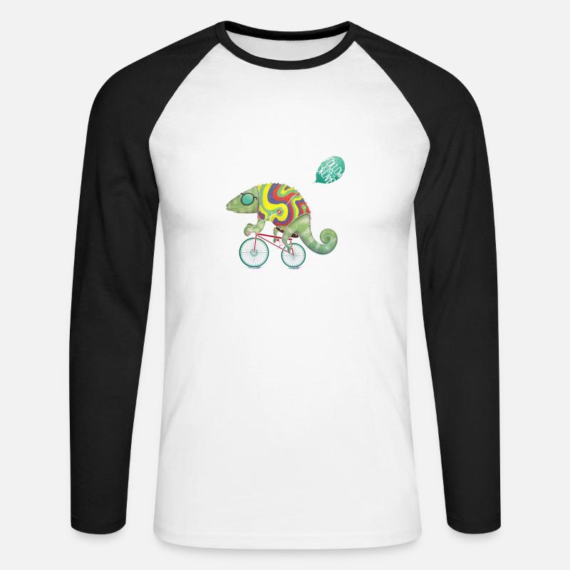 schnelle Eidechse - Unisex Baseballshirt langarm - Weiß/Schwarz