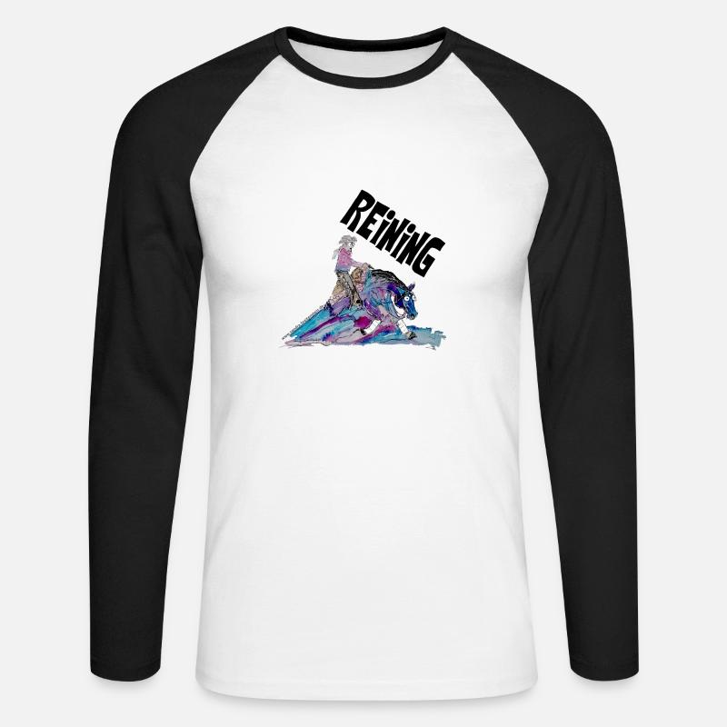 Reining - Maglia da baseball a manica lunga da uomo - bianco/nero