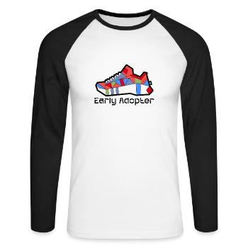 Shoe 5 - Unisex Baseballshirt langarm - Weiß/Schwarz - Vorne - Nik (191cm)