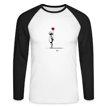 LOVE - Unisex Baseballshirt langarm - Weiß/Schwarz - Vorne - Nik (191cm)