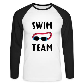 Equipe de Natation - T-shirt baseball manches longues Homme - blanc/noir - Devant - Nik (191cm)