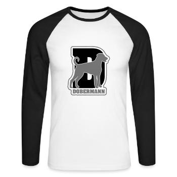 DOBERMANN Hund Hunde Hundesport Wilsigns - Unisex Baseballshirt langarm - Weiß/Schwarz - Vorne - Nik (191cm)