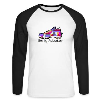Shoe 1 - Unisex Baseballshirt langarm - Weiß/Schwarz - Vorne - Nik (191cm)