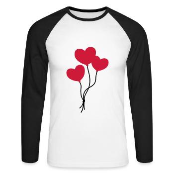 Herzballons / heart balloons / ballon coeur - Unisex Baseballshirt langarm - Weiß/Schwarz - Vorne - Nik (191cm)