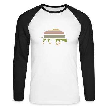 sangliers habitants de la forêt sanglier de la forêt eber-coucher de soleil - T-shirt baseball manches longues Homme - blanc/noir - Devant - Nik (191cm)