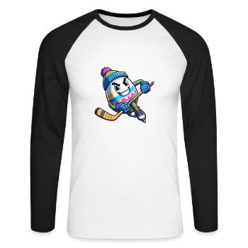 Oeuf de Pâques design de hockey sur glace pour les joueurs de hockey sur glace et - T-shirt baseball manches longues Homme - blanc/noir - Devant - Nik (191cm)