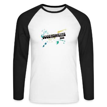 Jugendweihe 2025 Erwachsen Feier Ostdeutschland - Unisex Baseballshirt langarm - Weiß/Schwarz - Vorne - Nik (191cm)
