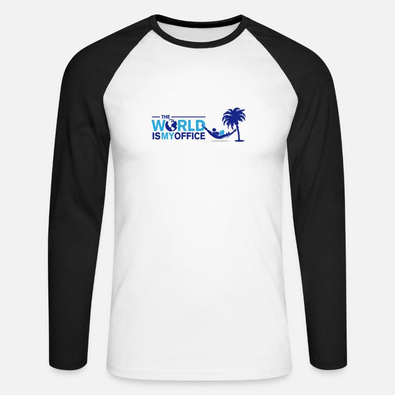 Digital Nomade - Unisex Baseballshirt langarm - Weiß/Schwarz