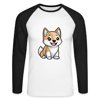 Akita Inu Chien Bande dessinée Bébé - T-shirt baseball manches longues Homme - blanc/noir - Devant - Nik (191cm)