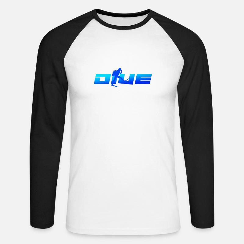 diving Diving addicted deep dive - Unisex Long Sleeve Baseball T-Shirt - white/black