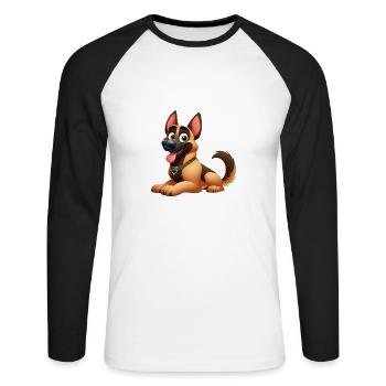 berger allemand 9 - T-shirt baseball manches longues Homme - blanc/noir - Devant - Nik (191cm)
