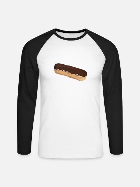 eclair_chocolat - T-shirt baseball manches longues Homme - blanc/noir