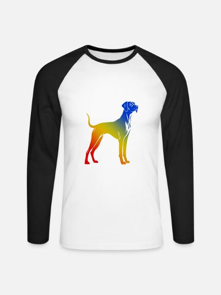 Great Dane Hund Bunt - Unisex Baseballshirt langarm - Weiß/Schwarz
