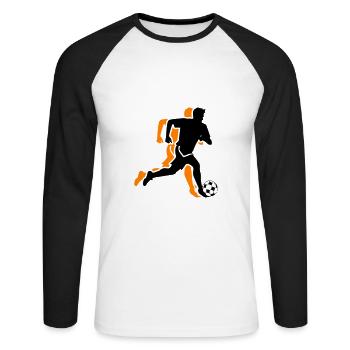 Fussballer Symbol Fussball Spieler Mann - Unisex Baseballshirt langarm - Weiß/Schwarz - Vorne - Nik (191cm)