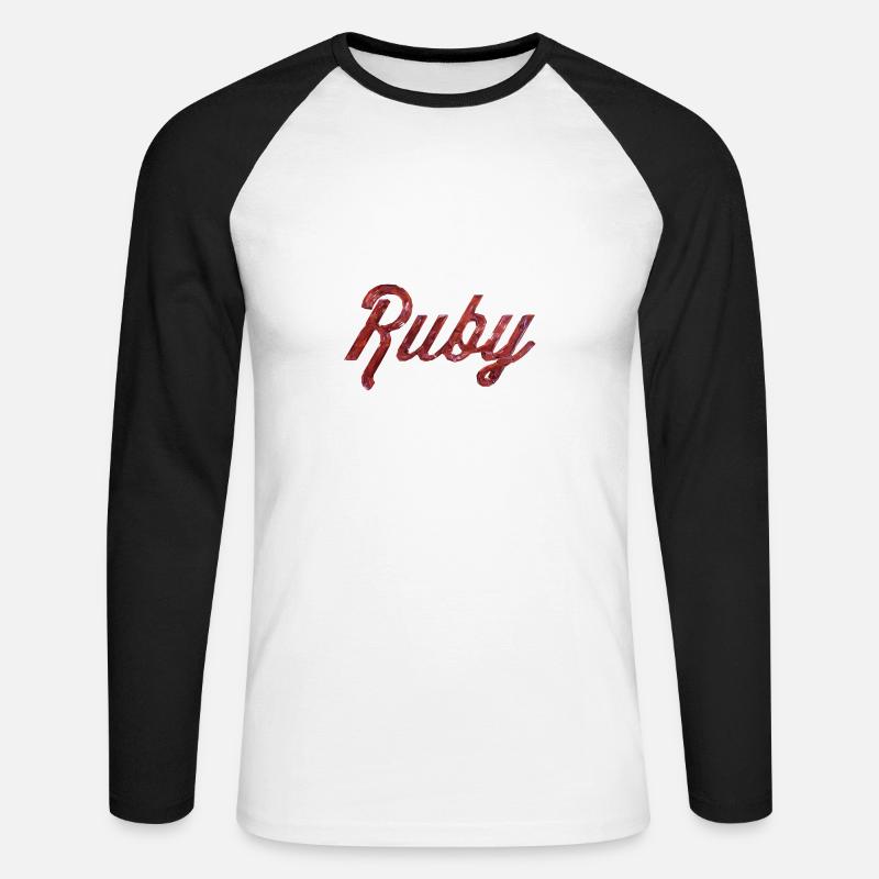 Ruby Stilisierter Text - Unisex Baseballshirt langarm - Weiß/Schwarz