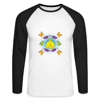Kattguden! - Unisex Long Sleeve Baseball T-Shirt - white/black - Front - Nik (191cm)