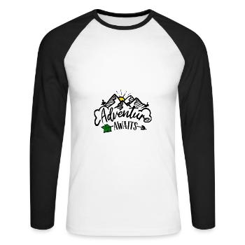 L’aventure vous attend - T-shirt baseball manches longues Homme - blanc/noir - Devant - Nik (191cm)