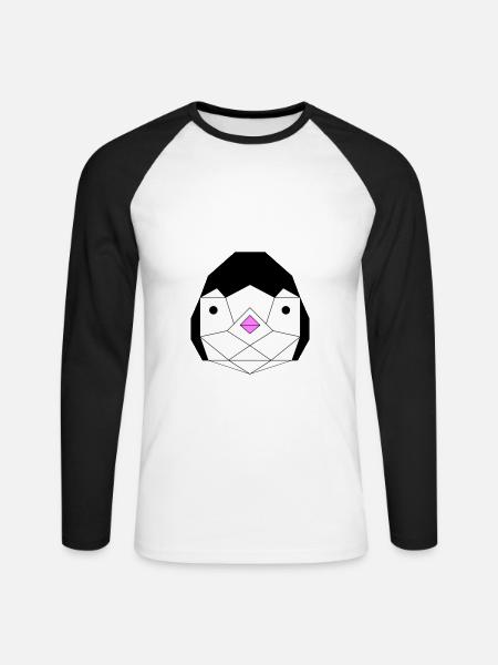 Panda und Pinguin - Unisex Baseballshirt langarm - Weiß/Schwarz