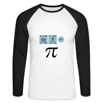 Cutie Pi, geek - T-shirt baseball manches longues Homme - blanc/noir - Devant - Nik (191cm)