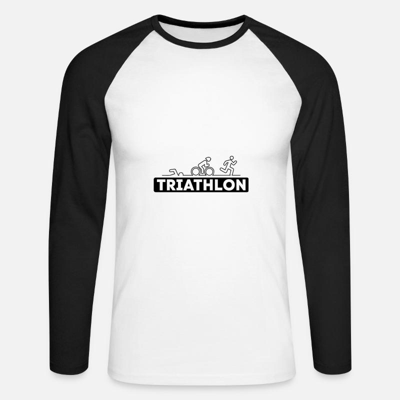 Triathlon - Unisex Baseballshirt langarm - Weiß/Schwarz