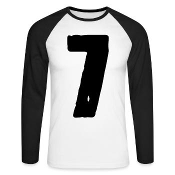 Maillot numéro 7 - T-shirt baseball manches longues Homme - blanc/noir - Devant - Nik (191cm)