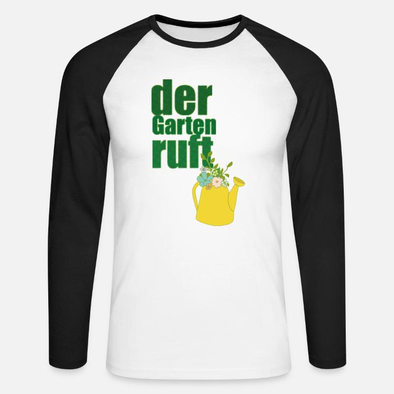 der garten ruft - Unisex Baseballshirt langarm - Weiß/Schwarz