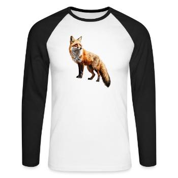 Roter Fuchs – Wildtier Alpen Design - Unisex Baseballshirt langarm - Weiß/Schwarz - Vorne - Nik (191cm)