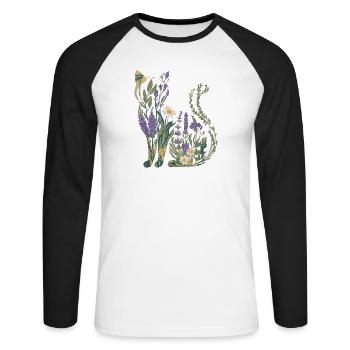 Bohèmes Plantes de chat Fleurs - T-shirt baseball manches longues Homme - blanc/noir - Devant - Nik (191cm)
