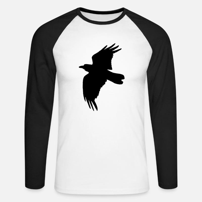 Rabe - Unisex Baseballshirt langarm - Weiß/Schwarz
