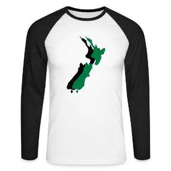 new zealand - T-shirt baseball manches longues Homme - blanc/noir - Devant - Nik (191cm)