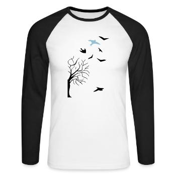 design - Unisex Baseballshirt langarm - Weiß/Schwarz - Vorne - Nik (191cm)