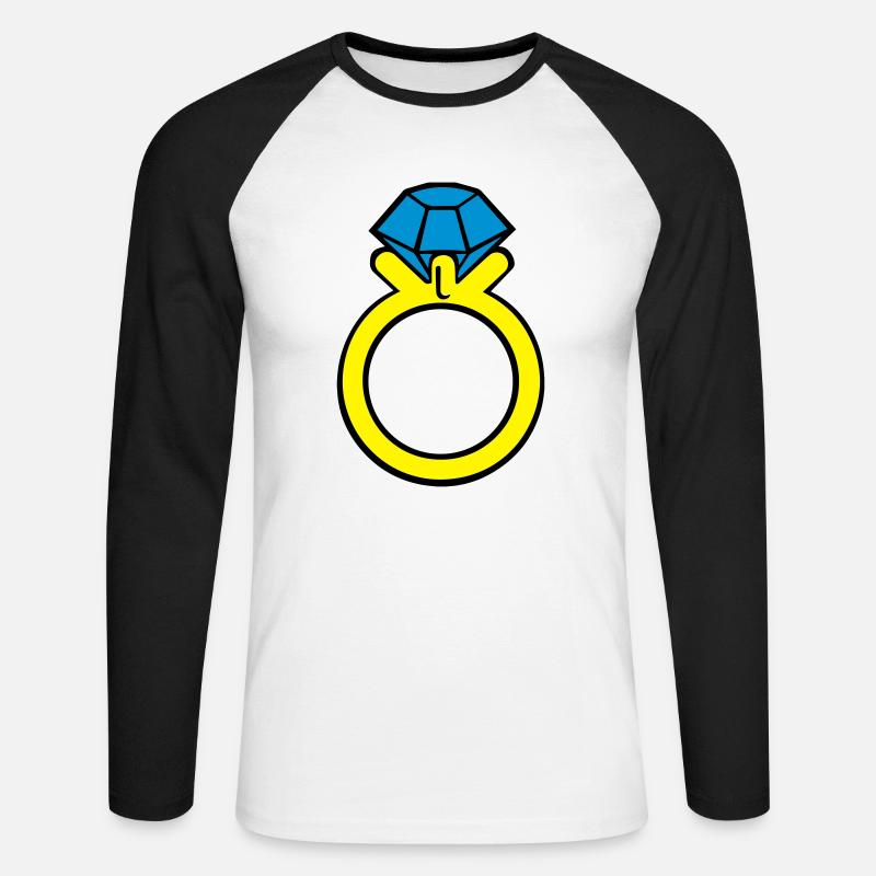 diamond ring - Unisex Baseballshirt langarm - Weiß/Schwarz