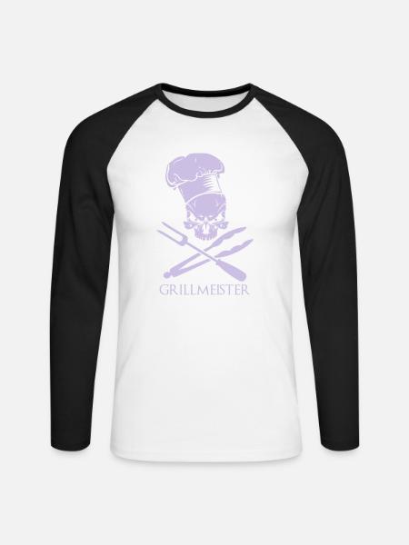 Grillmeister - Unisex Baseballshirt langarm - Weiß/Schwarz