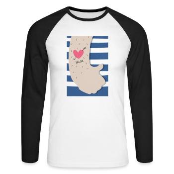 Mum Tattoo - Unisex Baseballshirt langarm - Weiß/Schwarz - Vorne - Nik (191cm)