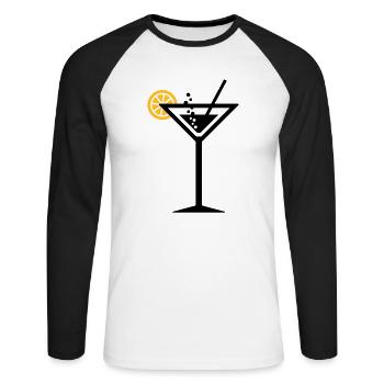 Cocktail - Unisex Baseballshirt langarm - Weiß/Schwarz - Vorne - Nik (191cm)
