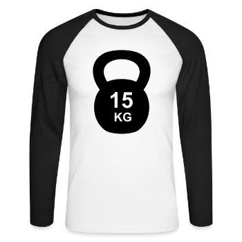 Kettlebell 10 kg - Unisex Long Sleeve Baseball T-Shirt - white/black - Front - Nik (191cm)