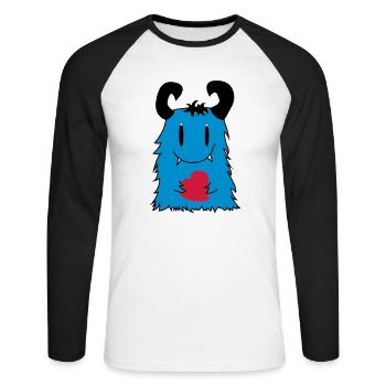 Monster Wuschel - Unisex Baseballshirt langarm - Weiß/Schwarz - Vorne - Nik (191cm)