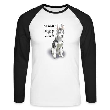Little Husky is not stocky - Unisex Long Sleeve Baseball T-Shirt - white/black - Front - Nik (191cm)