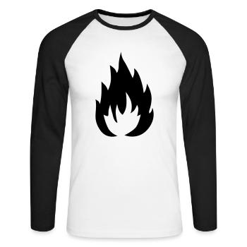 Flamme - Unisex Baseballshirt langarm - Weiß/Schwarz - Vorne - Nik (191cm)
