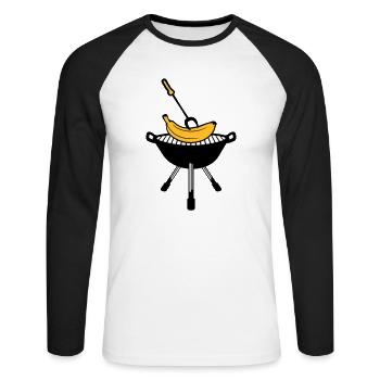 barbecue barbecue grill grill rôti cuisson cuisine schuerze kuec - T-shirt baseball manches longues Homme - blanc/noir - Devant - Nik (191cm)