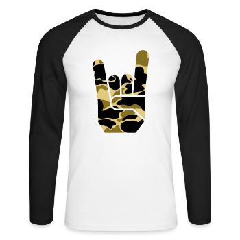 camou rock hand - Unisex Long Sleeve Baseball T-Shirt - white/black - Front - Nik (191cm)