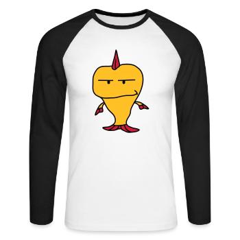 Punk Fish - Unisex Baseballshirt langarm - Weiß/Schwarz - Vorne - Nik (191cm)