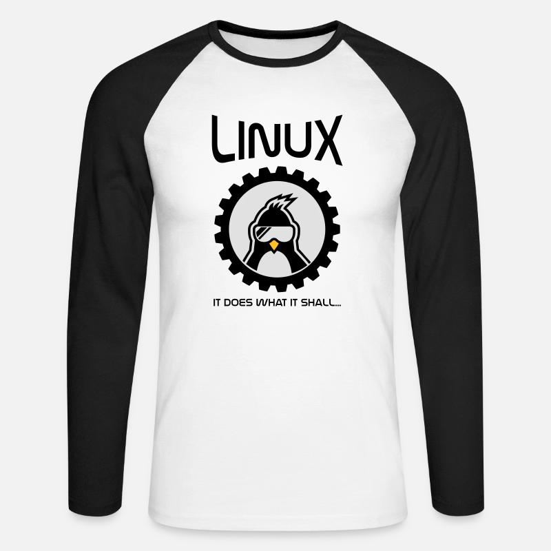 linux tut was es soll - Unisex Baseballshirt langarm - Weiß/Schwarz